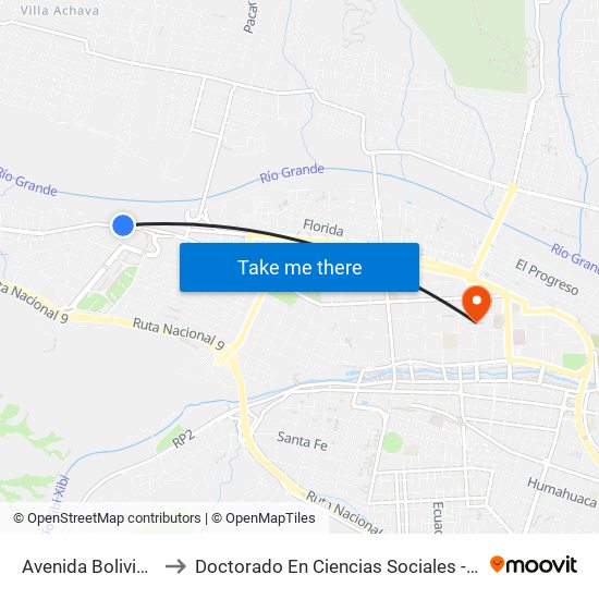 Avenida Bolivia, 1380 to Doctorado En Ciencias Sociales - Fhycs - Unju map
