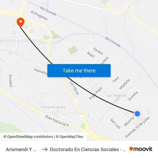 Arismendi Y Monroy to Doctorado En Ciencias Sociales - Fhycs - Unju map