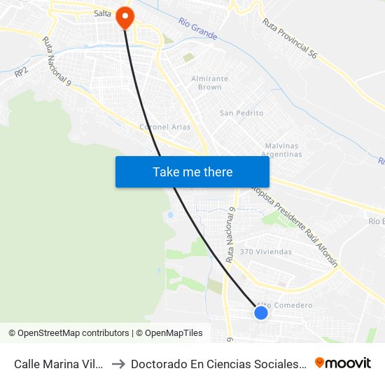 Calle Marina Vilte, 1121 to Doctorado En Ciencias Sociales - Fhycs - Unju map