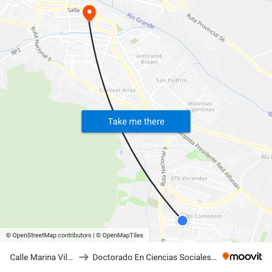 Calle Marina Vilte, 1064 to Doctorado En Ciencias Sociales - Fhycs - Unju map