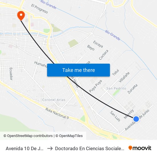 Avenida 10 De Junio, 420 to Doctorado En Ciencias Sociales - Fhycs - Unju map