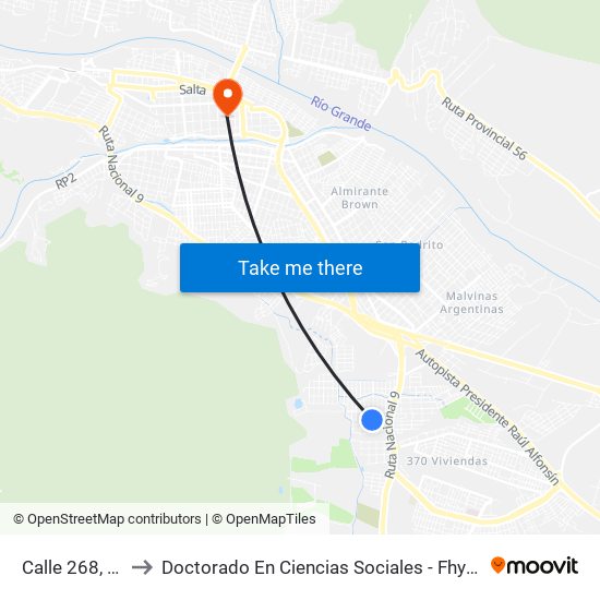 Calle 268, 217 to Doctorado En Ciencias Sociales - Fhycs - Unju map