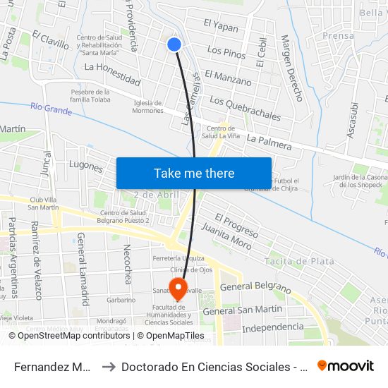 Fernandez Mar, 319 to Doctorado En Ciencias Sociales - Fhycs - Unju map