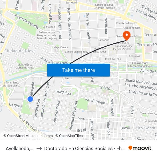 Avellaneda, 491 to Doctorado En Ciencias Sociales - Fhycs - Unju map