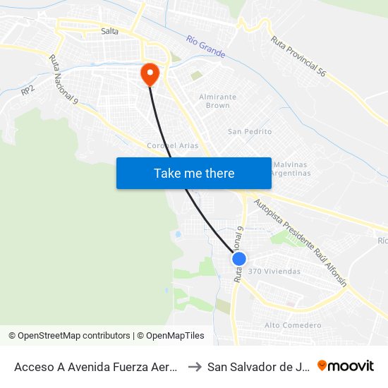 Acceso A Avenida Fuerza Aerea, 18 to San Salvador de Jujuy map