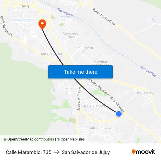 Calle Marambio, 735 to San Salvador de Jujuy map