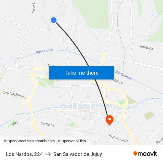 Los Nardos, 224 to San Salvador de Jujuy map