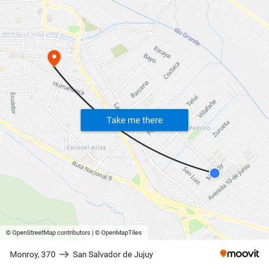 Monroy, 370 to San Salvador de Jujuy map