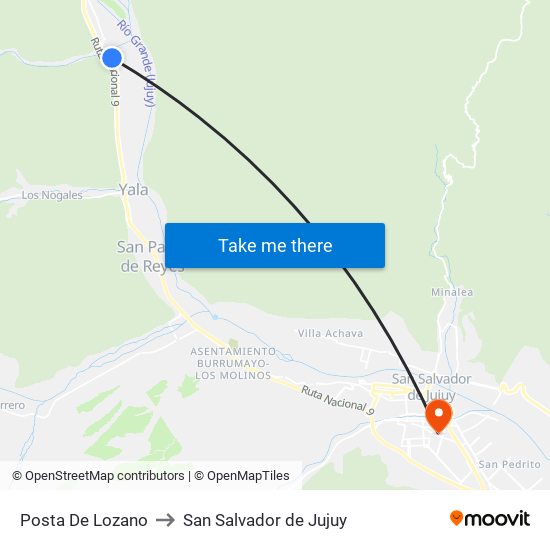 Posta De Lozano to San Salvador de Jujuy map