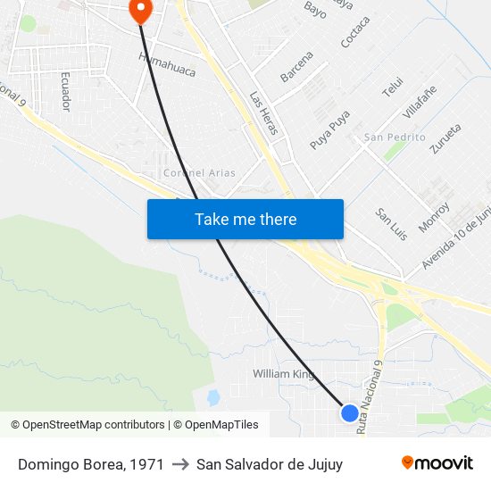 Domingo Borea, 1971 to San Salvador de Jujuy map