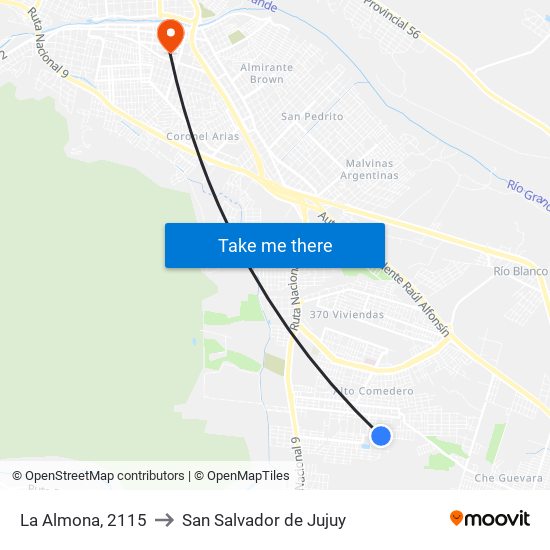 La Almona, 2115 to San Salvador de Jujuy map