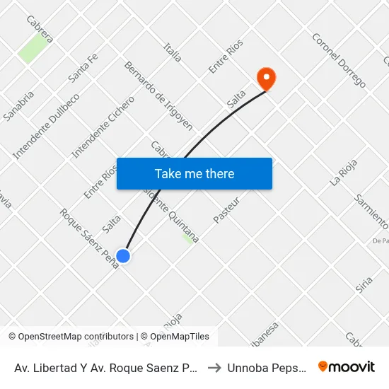 Av. Libertad Y Av. Roque Saenz Peña to Unnoba Pepsam map