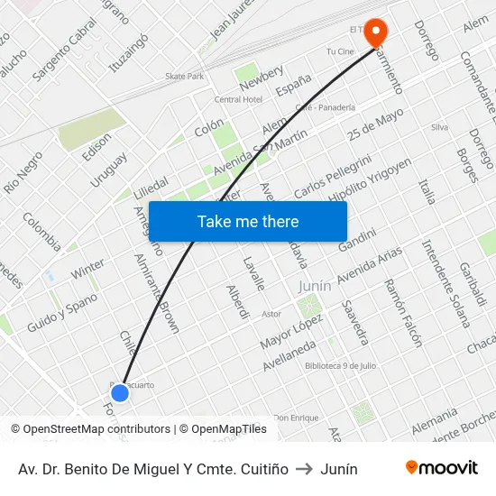 Av. Dr.  Benito De Miguel Y Cmte. Cuitiño to Junín map