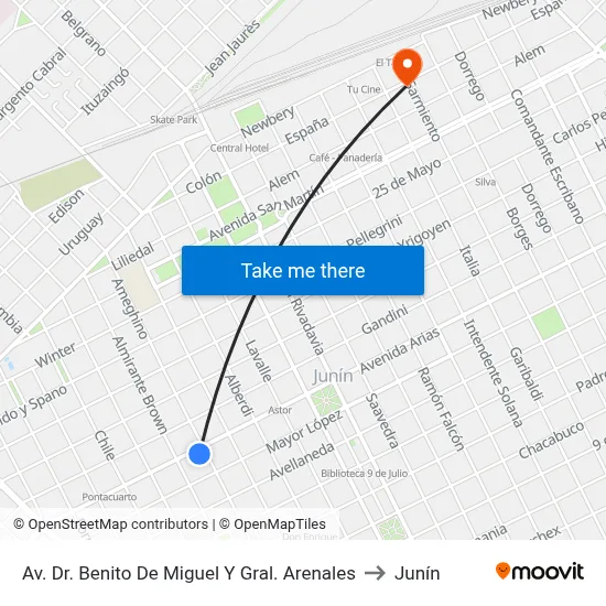 Av. Dr.  Benito De Miguel Y Gral. Arenales to Junín map