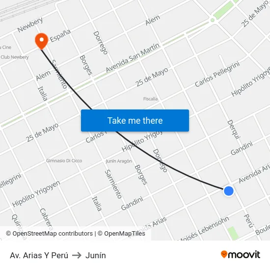 Av. Arias Y Perú to Junín map