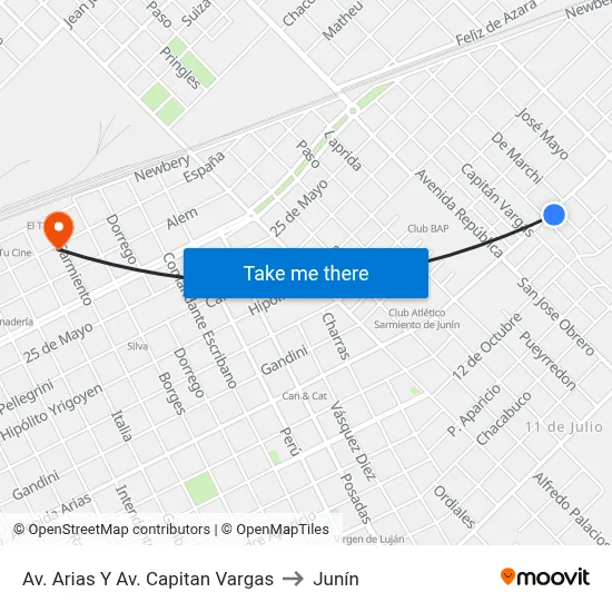 Av. Arias Y Av. Capitan Vargas to Junín map