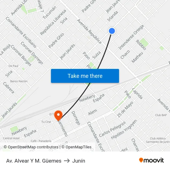 Av. Alvear Y M. Güemes to Junín map