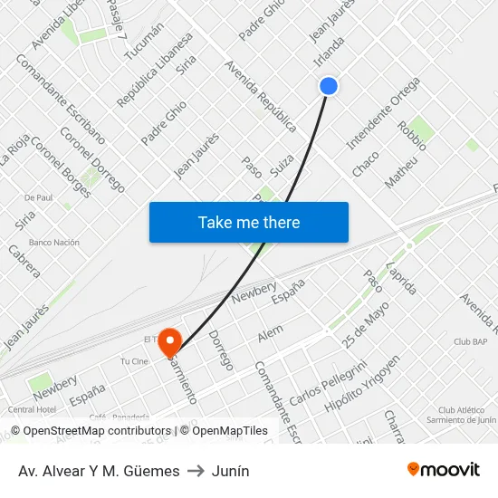 Av. Alvear Y M. Güemes to Junín map