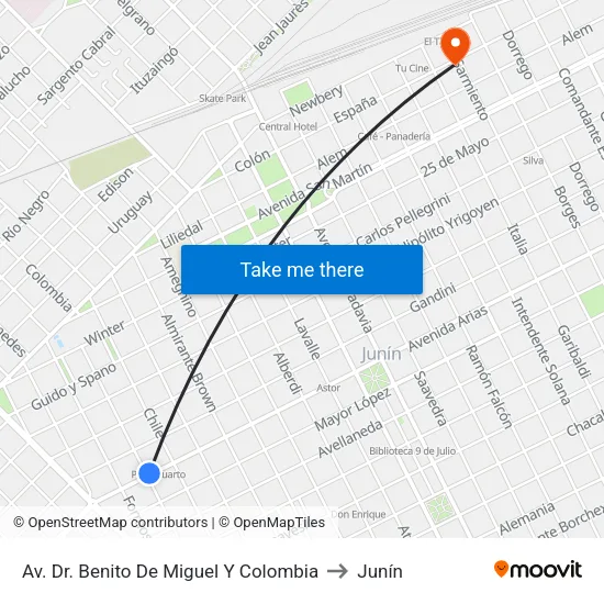 Av. Dr. Benito De Miguel Y Colombia to Junín map