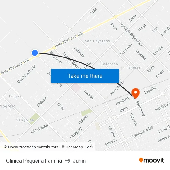 Clinica Pequeña Familia to Junín map