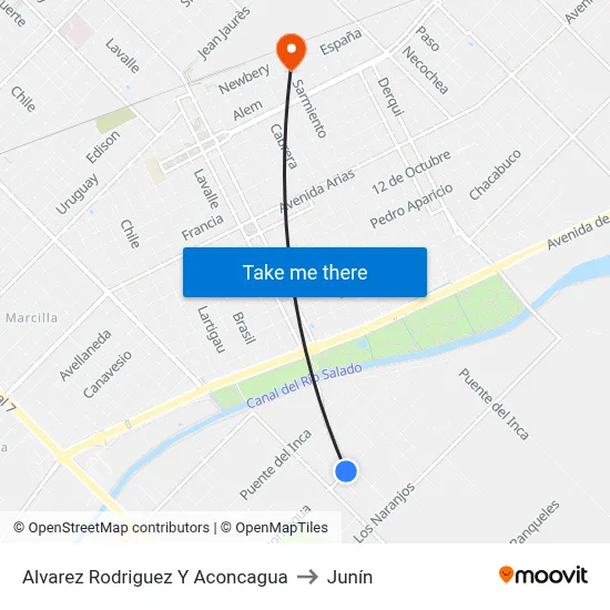 Alvarez Rodriguez Y Aconcagua to Junín map