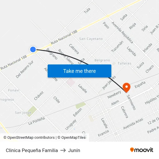 Clinica Pequeña Familia to Junín map