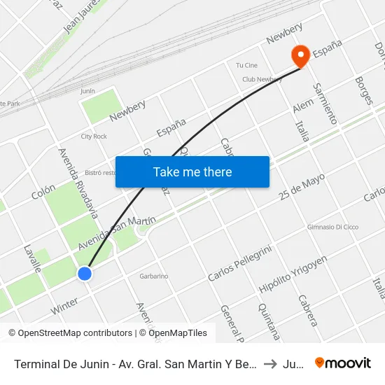 Terminal De Junin - Av. Gral. San Martin Y Belgrano to Junín map
