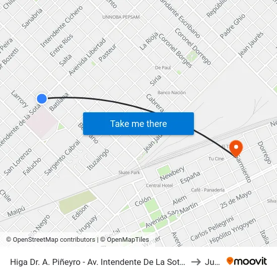 Higa Dr. A. Piñeyro - Av. Intendente De La Sota Y Lavalle to Junín map