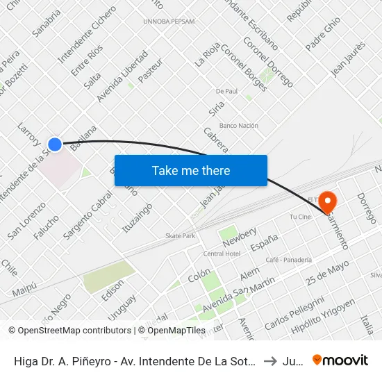 Higa Dr. A. Piñeyro - Av. Intendente De La Sota Y Lavalle to Junín map