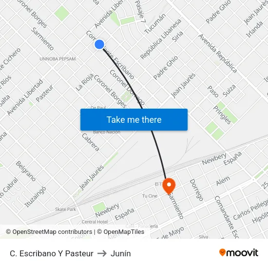 C. Escribano Y Pasteur to Junín map