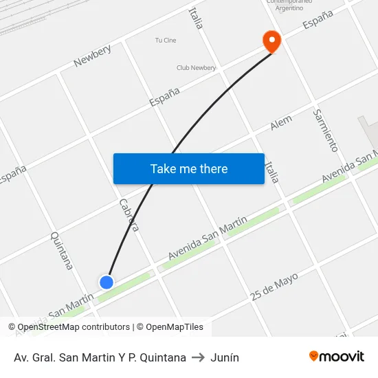 Av. Gral. San Martin Y P. Quintana to Junín map