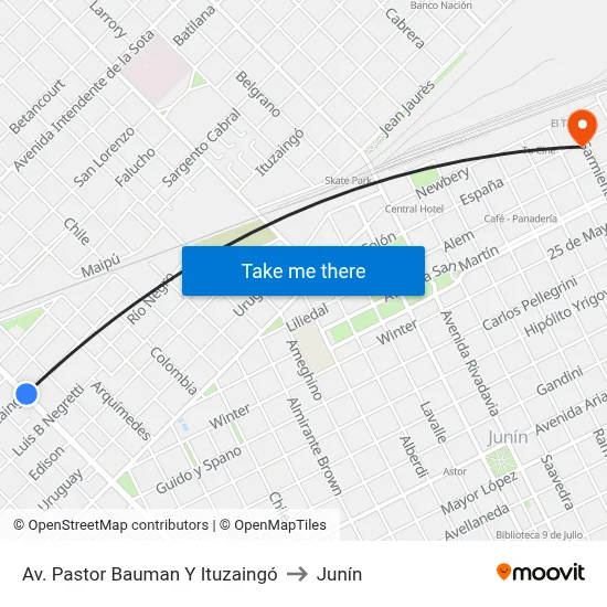 Av. Pastor Bauman Y Ituzaingó to Junín map