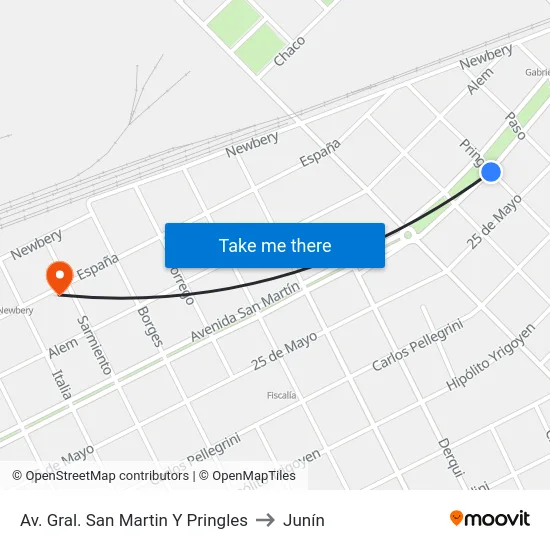 Av. Gral. San Martin Y Pringles to Junín map