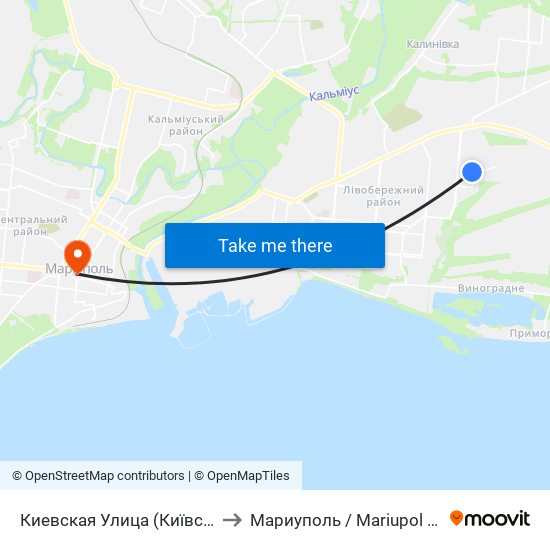 Киевская Улица (Київська Вулиця) to Мариуполь / Mariupol (Маріуполь) map