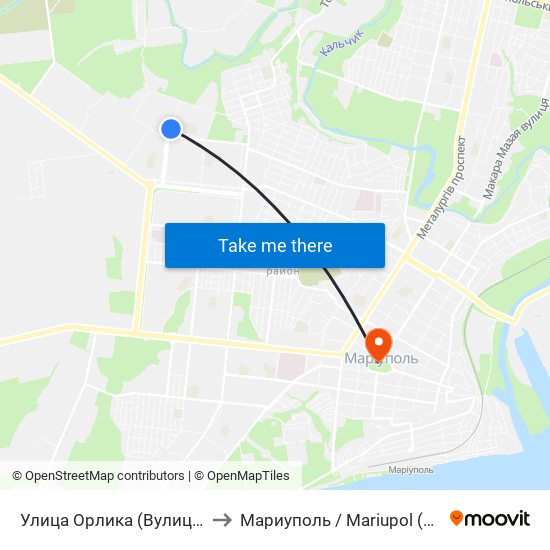 Улица Орлика (Вулиця Орлика) to Мариуполь / Mariupol (Маріуполь) map