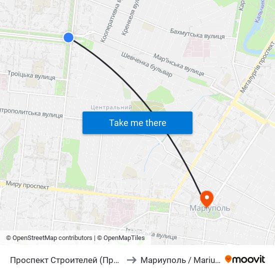 Проспект Строителей (Проспект Будівельників) to Мариуполь / Mariupol (Маріуполь) map