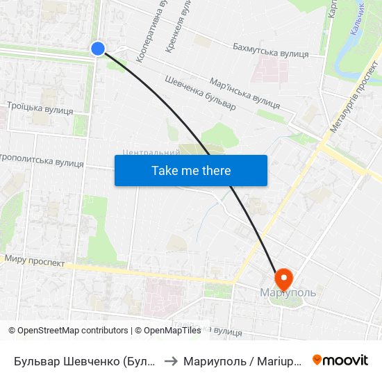 Бульвар Шевченко (Бульвар Шевченка) to Мариуполь / Mariupol (Маріуполь) map