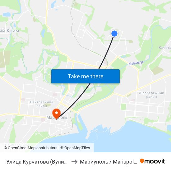 Улица Курчатова (Вулиця Курчатова) to Мариуполь / Mariupol (Маріуполь) map