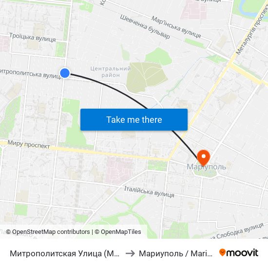 Митрополитская Улица (Митрополитська Вулиця) to Мариуполь / Mariupol (Маріуполь) map
