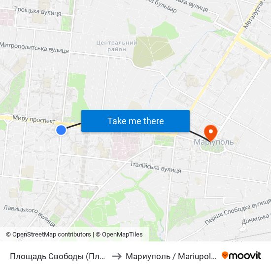 Площадь Свободы (Площа Свободи) to Мариуполь / Mariupol (Маріуполь) map