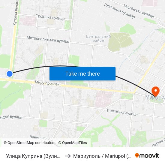 Улица Куприна (Вулиця Купріна) to Мариуполь / Mariupol (Маріуполь) map