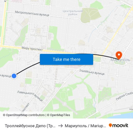 Троллейбусное Депо (Тролейбусне Депо) to Мариуполь / Mariupol (Маріуполь) map