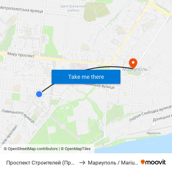 Проспект Строителей (Проспект Будівельників) to Мариуполь / Mariupol (Маріуполь) map