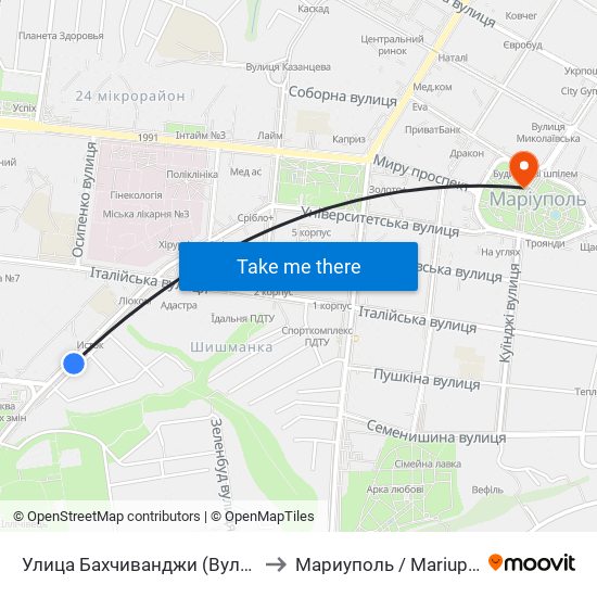 Улица Бахчиванджи (Вулиця Бахчиванджи) to Мариуполь / Mariupol (Маріуполь) map