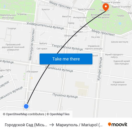 Городской Сад (Міський Сад) to Мариуполь / Mariupol (Маріуполь) map