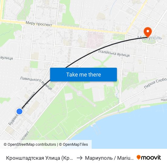 Кронштадтская Улица (Кронштадтська Вулиця) to Мариуполь / Mariupol (Маріуполь) map