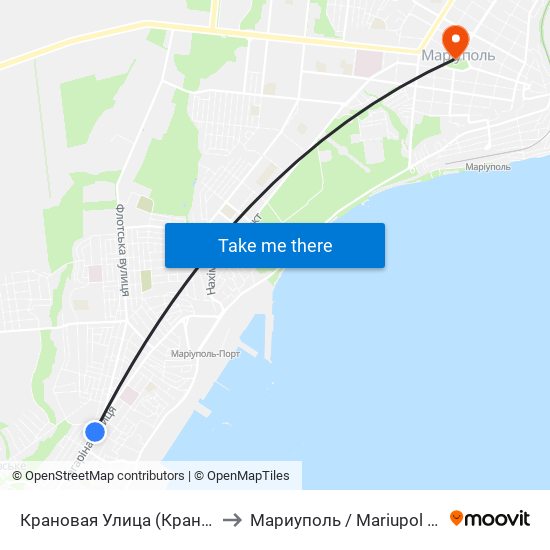 Крановая Улица (Кранова Вулиця) to Мариуполь / Mariupol (Маріуполь) map
