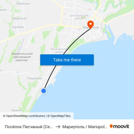 Посёлок Песчаный (Селище Піщане) to Мариуполь / Mariupol (Маріуполь) map