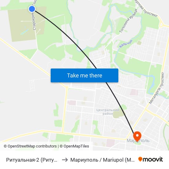 Ритуальная-2 (Ритуальна-2) to Мариуполь / Mariupol (Маріуполь) map