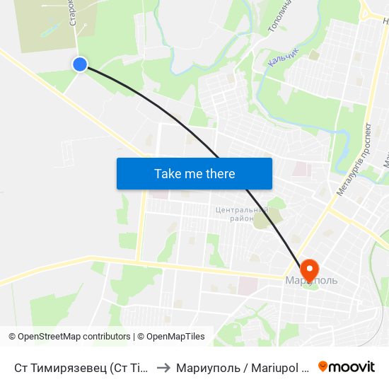 Ст Тимирязевец (Ст Тімірязєвець) to Мариуполь / Mariupol (Маріуполь) map